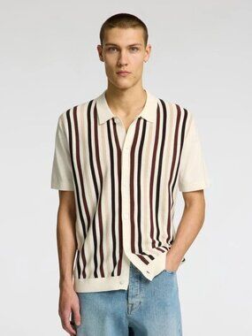 Selected Homme Cream with Multi Striped Knitted Shirt/33995